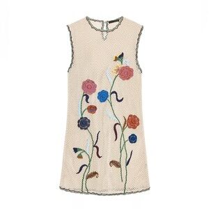 Zara Crochet Dress with Floral Embroidery
